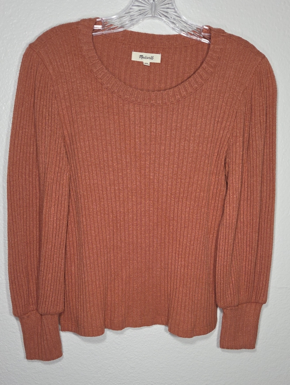 Madewell Ribbed Crewneck Sweater in Rusty Orange